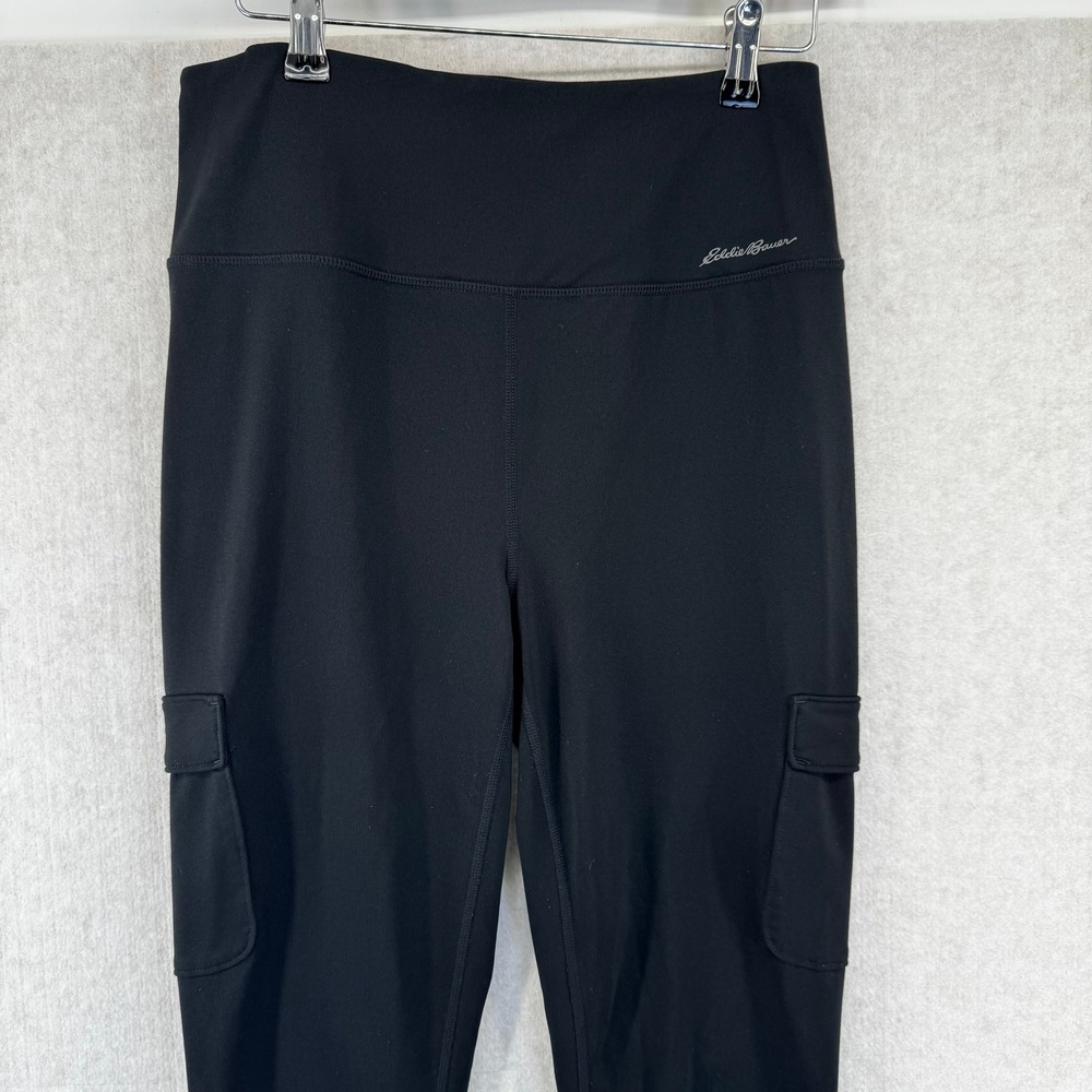 Eddie Bauer Womens Medium Black High Rise Cargo Leggings Hiking Pants